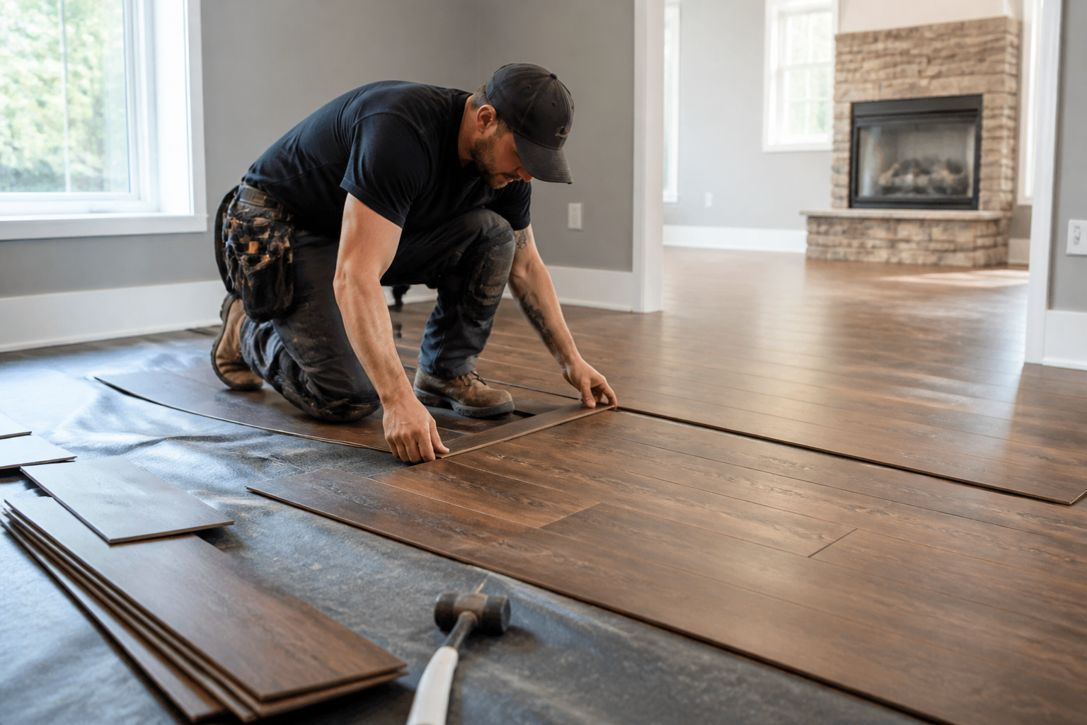 flooring ROI NJ — Professional flooring installation in progress